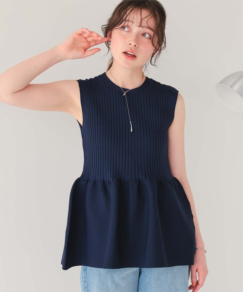 Theory 定価2.9万 ストライプ ノースリーブペプラムニット 美