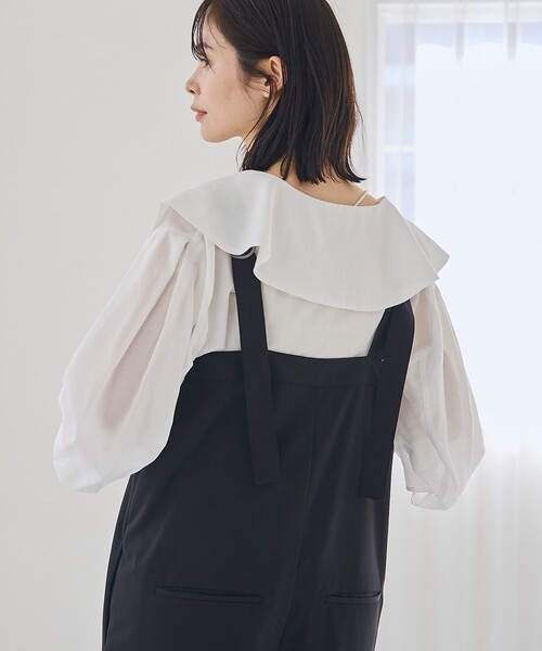 RONEL(ロネル)の「シアーロングスリーブブラウス(シャツ/ブラウス・レディース・ホワイト/ダークブラウン/ブラック・S/M)」の8枚目の写真