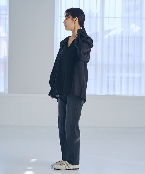 RONEL(ロネル)の「シアーロングスリーブブラウス(シャツ/ブラウス・レディース・ホワイト/ダークブラウン/ブラック・S/M)」の10枚目の写真