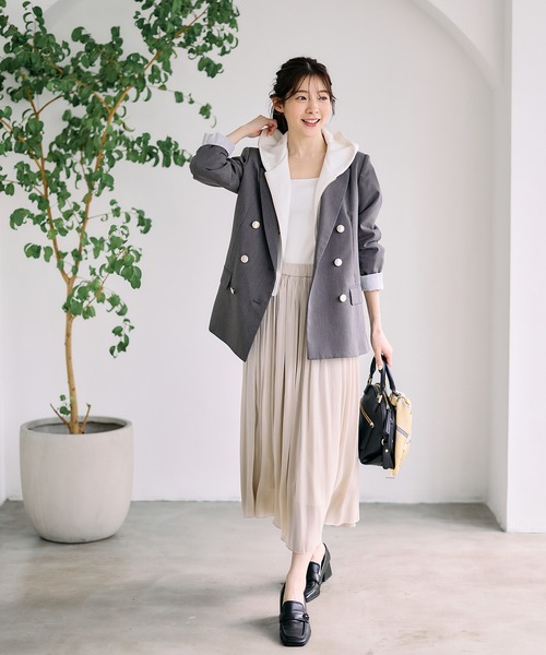 12Twelve Agenda(トゥエルブ アジェンダ)の「【洗える】【裏地ストライプ】ウォッシャブルテーラードジャケット(テーラードジャケット・レディース・ベージュ/ネイビー/グレー・M)」の18枚目の写真