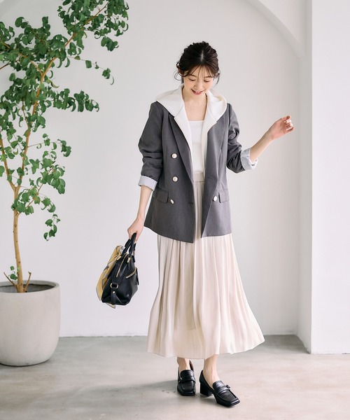 12Twelve Agenda(トゥエルブ アジェンダ)の「【洗える】【裏地ストライプ】ウォッシャブルテーラードジャケット(テーラードジャケット・レディース・ベージュ/ネイビー/グレー・M)」の19枚目の写真