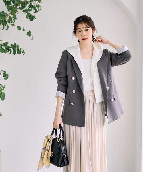 洗える】【裏地ストライプ】ウォッシャブルテーラードジャケット