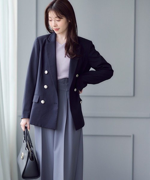 洗える】【裏地ストライプ】ウォッシャブルテーラードジャケット