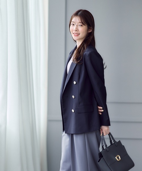 12Twelve Agenda(トゥエルブ アジェンダ)の「【洗える】【裏地ストライプ】ウォッシャブルテーラードジャケット(テーラードジャケット・レディース・ベージュ/ネイビー/グレー・M)」の9枚目の写真