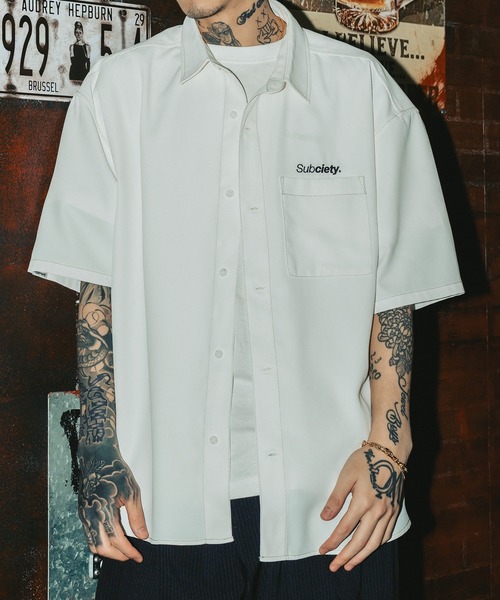 Subciety（サブサエティ）の「Loose S/S shirt-THE BASE-（シャツ/ブラウス・メンズ・ブラック/ブルーグリーン/ホワイト/チャコール・SMALL/MEDIUM/LARGE/X-LARGE）」の11枚目の写真