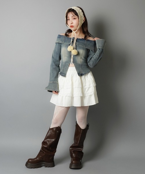SPINNS(スピンズ)の「ティアードミニスカート/レース/スカパン/インナーパンツ付き(スカート・レディース・ホワイト/ブラック・ONESIZE)」の19枚目の写真