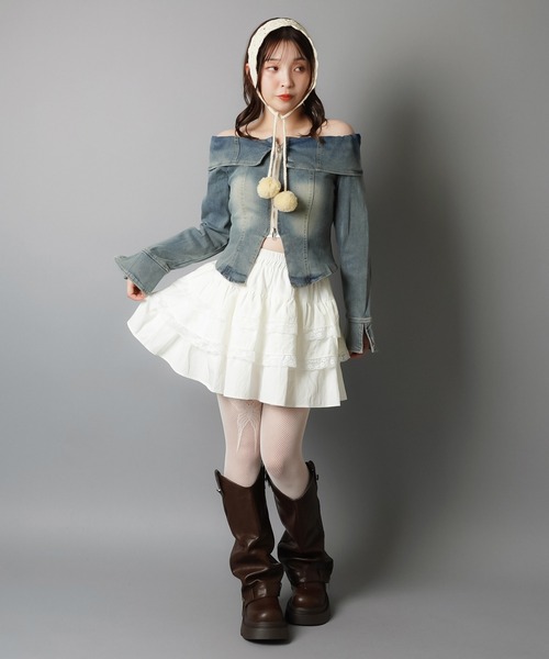 SPINNS(スピンズ)の「ティアードミニスカート/レース/スカパン/インナーパンツ付き(スカート・レディース・ホワイト/ブラック・ONESIZE)」の20枚目の写真