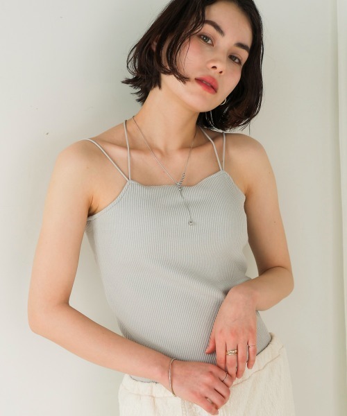 Bou Jeloud（ブージュルード）の「カップ付リブバッククロスキャミ（キャミソール・レディース・ブラック/オフホワイト/グレー・M）」の3枚目の写真