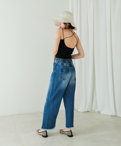 Bou Jeloud（ブージュルード）の「カップ付リブバッククロスキャミ（キャミソール・レディース・ブラック/オフホワイト/グレー・M）」の19枚目の写真