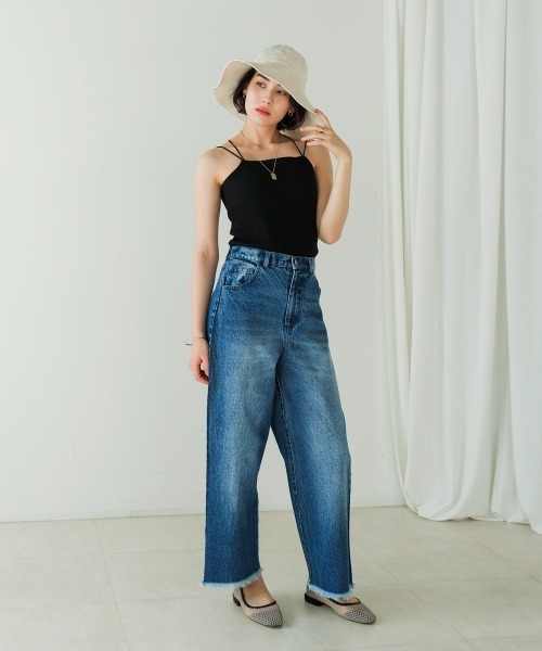 Bou Jeloud（ブージュルード）の「カップ付リブバッククロスキャミ（キャミソール・レディース・ブラック/オフホワイト/グレー・M）」の22枚目の写真