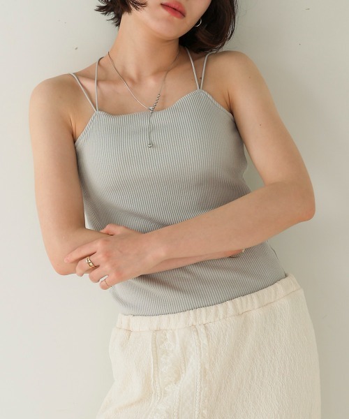 Bou Jeloud（ブージュルード）の「カップ付リブバッククロスキャミ（キャミソール・レディース・ブラック/オフホワイト/グレー・M）」の6枚目の写真