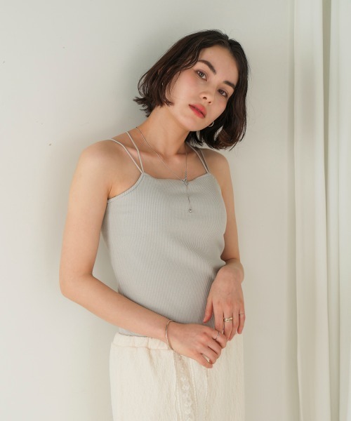 Bou Jeloud（ブージュルード）の「カップ付リブバッククロスキャミ（キャミソール・レディース・ブラック/オフホワイト/グレー・M）」の16枚目の写真