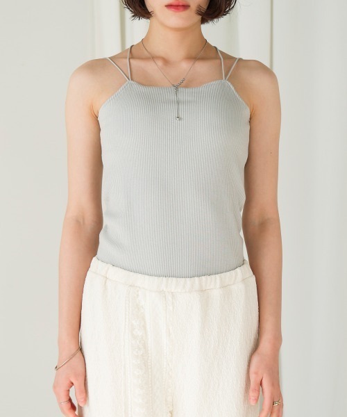 Bou Jeloud（ブージュルード）の「カップ付リブバッククロスキャミ（キャミソール・レディース・ブラック/オフホワイト/グレー・M）」の7枚目の写真