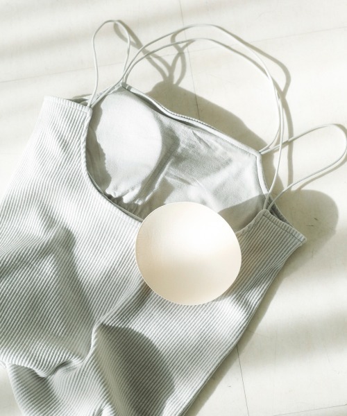 Bou Jeloud（ブージュルード）の「カップ付リブバッククロスキャミ（キャミソール・レディース・ブラック/オフホワイト/グレー・M）」の9枚目の写真