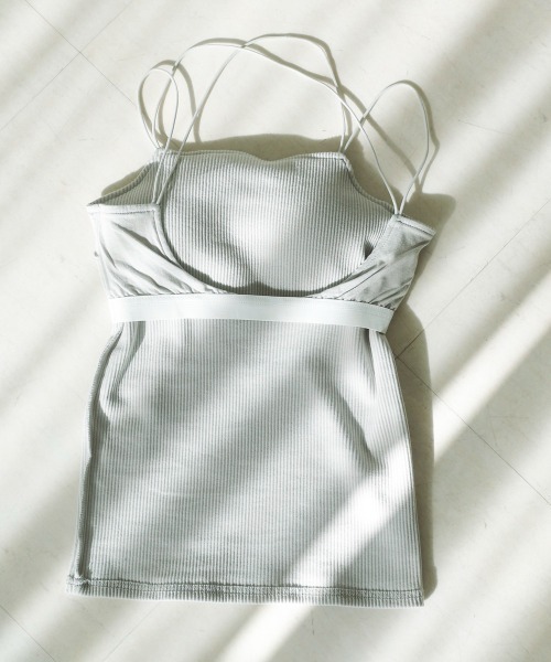 Bou Jeloud（ブージュルード）の「カップ付リブバッククロスキャミ（キャミソール・レディース・ブラック/オフホワイト/グレー・M）」の10枚目の写真