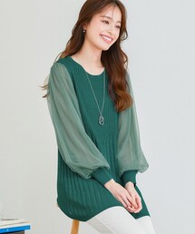 チュールスリーブニットトップ dazzlin（ダズリン）の「チュールスリーブシアーニットトップス