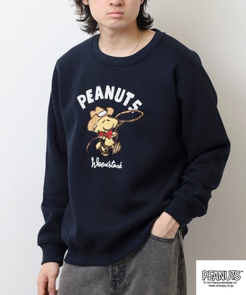 PEANUTS（ピーナッツ）の「PEANUTS カウボーイトレーナー　ウッドストック（スウェット・メンズ・ネイビー/ライトカーキ/アイボリー・S/L/M）」の11枚目の写真