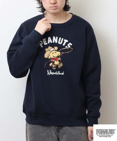 PEANUTS（ピーナッツ）の「PEANUTS カウボーイトレーナー　ウッドストック（スウェット・メンズ・ネイビー/ライトカーキ/アイボリー・S/L/M）」の12枚目の写真