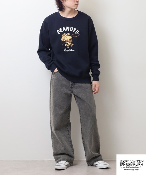 PEANUTS（ピーナッツ）の「PEANUTS カウボーイトレーナー　ウッドストック（スウェット・メンズ・ネイビー/ライトカーキ/アイボリー・S/L/M）」の14枚目の写真