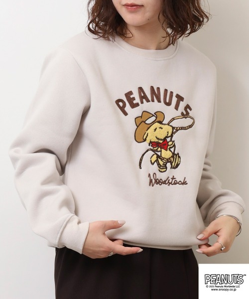 PEANUTS（ピーナッツ）の「PEANUTS カウボーイトレーナー　ウッドストック（スウェット・メンズ・ネイビー/ライトカーキ/アイボリー・S/L/M）」の16枚目の写真