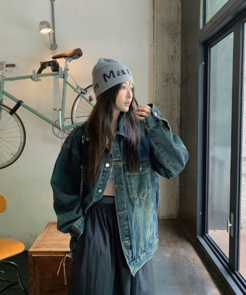 gossip!ロサンゼルス(ゴシップロサンゼルス)の「ヴィンテージカジュアル ルーズシルエット オーバーサイズ 春 秋 アウター メンズライク(デニムジャケット・レディース・ブルー・L/M/S)」の15枚目の写真