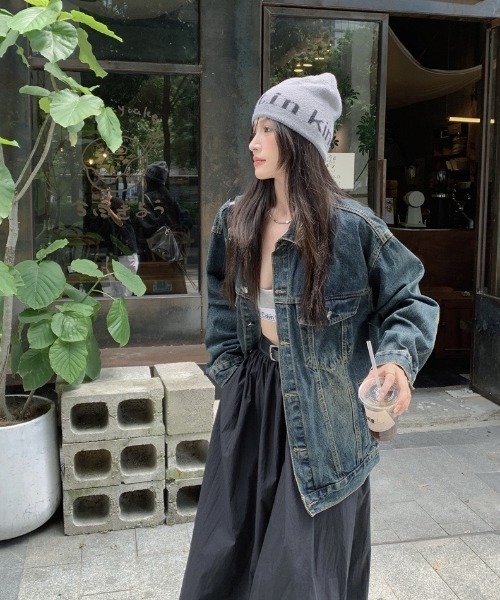 gossip!ロサンゼルス(ゴシップロサンゼルス)の「ヴィンテージカジュアル ルーズシルエット オーバーサイズ 春 秋 アウター メンズライク(デニムジャケット・レディース・ブルー・L/M/S)」の20枚目の写真