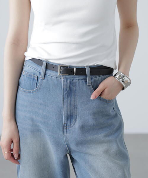 FREE'S MART（フリーズマート）の「◆スクエアバックルベルト（ベルト・レディース・ブラウン/ブラック・ﾌﾘ-）」の7枚目の写真