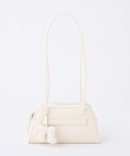 one after another NICE CLAUP(ワンアフターアナザーナイスクラップ)の「リボンチャーム付きボストンバッグ(ボストンバッグ・レディース・ダークブラウン/アイボリー/イエロー・FREE)」の4枚目の写真