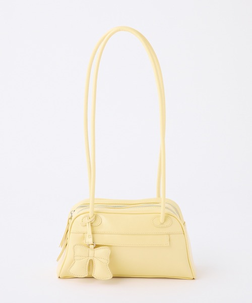 one after another NICE CLAUP(ワンアフターアナザーナイスクラップ)の「リボンチャーム付きボストンバッグ(ボストンバッグ・レディース・ダークブラウン/アイボリー/イエロー・FREE)」の5枚目の写真