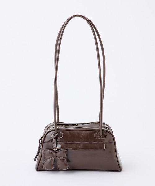 one after another NICE CLAUP(ワンアフターアナザーナイスクラップ)の「リボンチャーム付きボストンバッグ(ボストンバッグ・レディース・ダークブラウン/アイボリー/イエロー・FREE)」の6枚目の写真