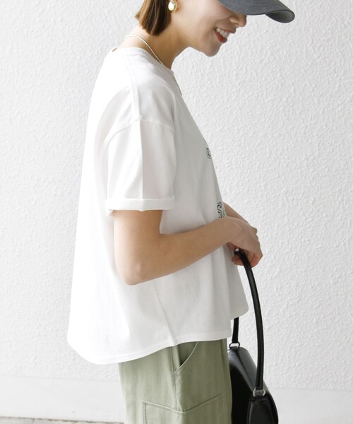SHIPS any(シップス エニィ)の「【WEB限定/SHIPS any別注】THE KNiTS:〈洗濯機可能〉ラウンドヘム プリント ショート TEE(Tシャツ/カットソー・レディース・グレー/チャコールグレー/ホワイト・ONE SIZE)」の10枚目の写真
