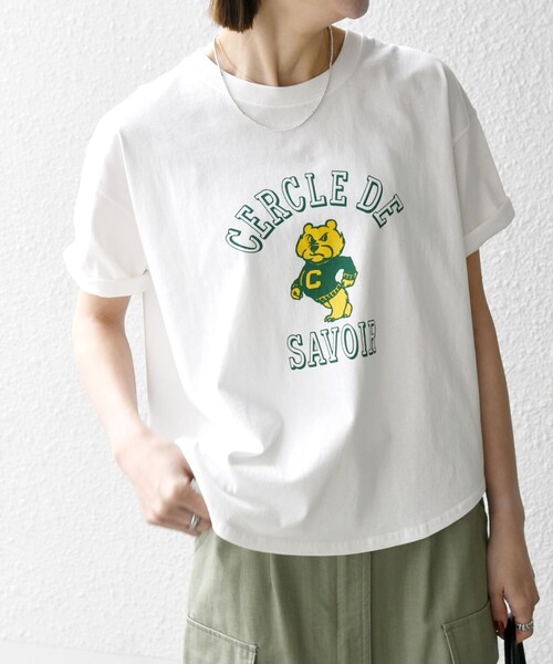 SHIPS any(シップス エニィ)の「【WEB限定/SHIPS any別注】THE KNiTS:〈洗濯機可能〉ラウンドヘム プリント ショート TEE(Tシャツ/カットソー・レディース・グレー/チャコールグレー/ホワイト・ONE SIZE)」の12枚目の写真