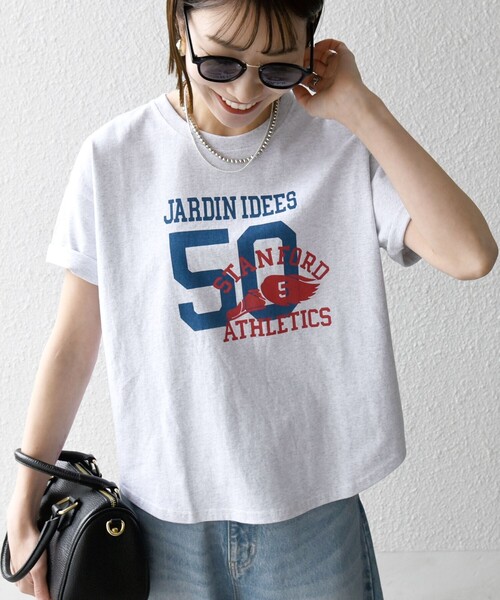SHIPS any(シップス エニィ)の「【WEB限定/SHIPS any別注】THE KNiTS:〈洗濯機可能〉ラウンドヘム プリント ショート TEE(Tシャツ/カットソー・レディース・グレー/チャコールグレー/ホワイト・ONE SIZE)」の19枚目の写真
