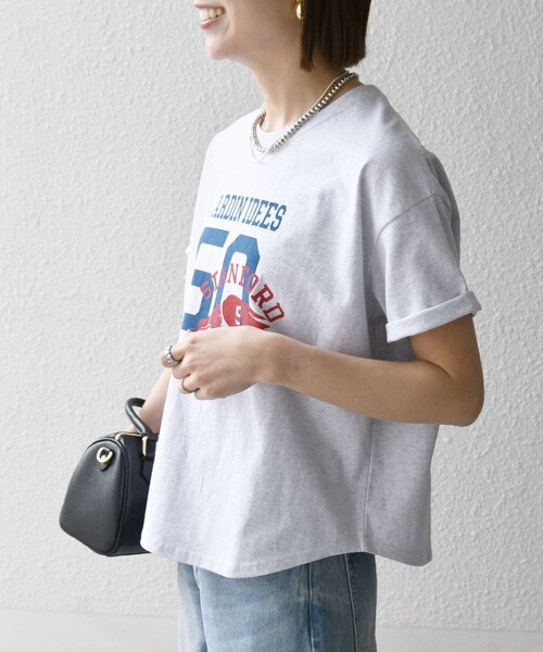 SHIPS any(シップス エニィ)の「【WEB限定/SHIPS any別注】THE KNiTS:〈洗濯機可能〉ラウンドヘム プリント ショート TEE(Tシャツ/カットソー・レディース・グレー/チャコールグレー/ホワイト・ONE SIZE)」の20枚目の写真
