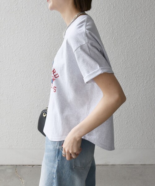 SHIPS any(シップス エニィ)の「【WEB限定/SHIPS any別注】THE KNiTS:〈洗濯機可能〉ラウンドヘム プリント ショート TEE(Tシャツ/カットソー・レディース・グレー/チャコールグレー/ホワイト・ONE SIZE)」の21枚目の写真