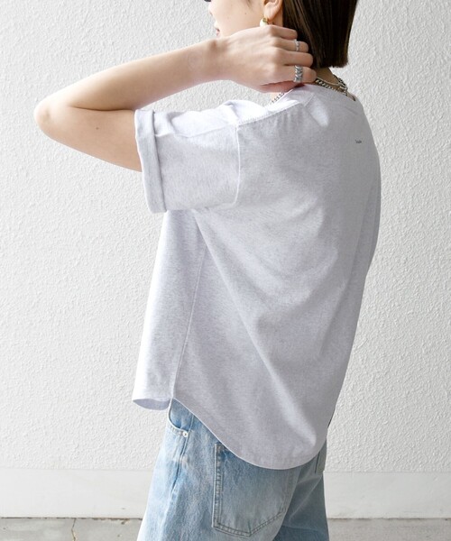 SHIPS any(シップス エニィ)の「【WEB限定/SHIPS any別注】THE KNiTS:〈洗濯機可能〉ラウンドヘム プリント ショート TEE(Tシャツ/カットソー・レディース・グレー/チャコールグレー/ホワイト・ONE SIZE)」の22枚目の写真