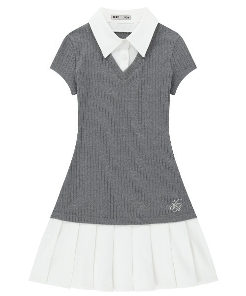 NIIER NOR(ニアノア)の「A'GEM/9 × .kom 『NIIER NOR/ニーアノア』 LAYERED SHIRT DRESS/レイヤード シャツドレス(ワンピース・レディース・グレー/ブラック・FREE)」の12枚目の写真