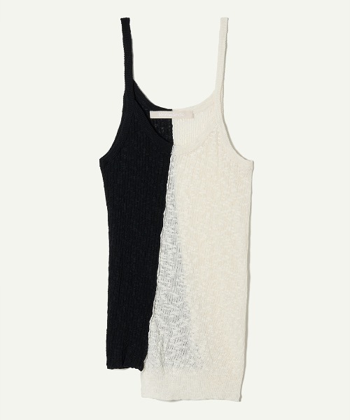 leinwande（ラインヴァンド）の「Blocking Twist Tank -top / ブロッキングツイストタンクトップ（キャミソール・レディース・ネイビー系/ブラック×ホワイト/カーキブラウン・ONE SIZE）」の12枚目の写真