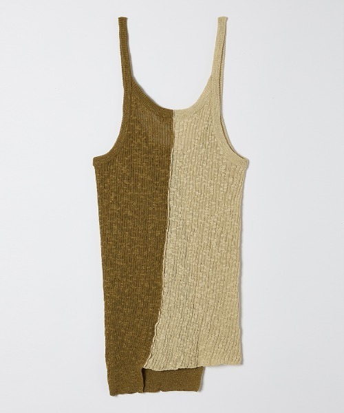 leinwande（ラインヴァンド）の「Blocking Twist Tank -top / ブロッキングツイストタンクトップ（キャミソール・レディース・ネイビー系/ブラック×ホワイト/カーキブラウン・ONE SIZE）」の18枚目の写真