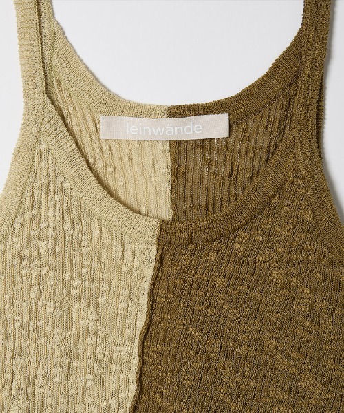 leinwande（ラインヴァンド）の「Blocking Twist Tank -top / ブロッキングツイストタンクトップ（キャミソール・レディース・ネイビー系/ブラック×ホワイト/カーキブラウン・ONE SIZE）」の19枚目の写真