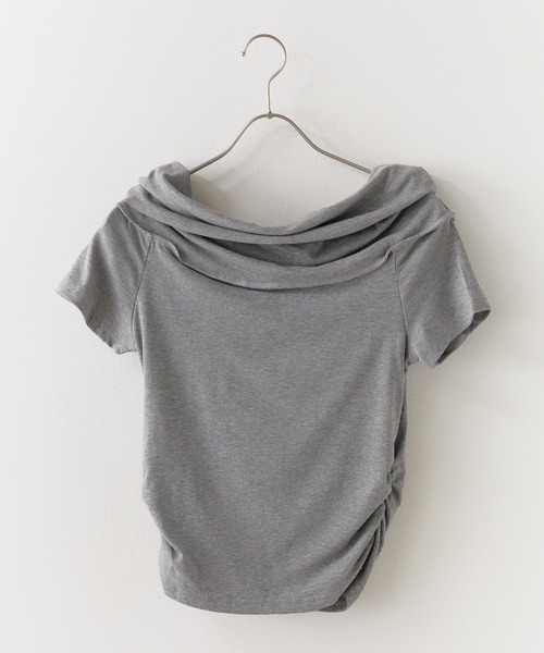 BLANK (ブランク)の「Off shoulder gathering Tops / オフショルギャザリング半袖トップス(Tシャツ/カットソー・レディース・ブラック/ベージュ/グレー/ブラウン/ピンク/ホワイト・FREE)」の17枚目の写真