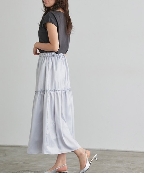 Pierrot(ピエロ)の「シャイニーギャザースカート(スカート・レディース・グレー/ベージュ・PM/M/L)」の14枚目の写真
