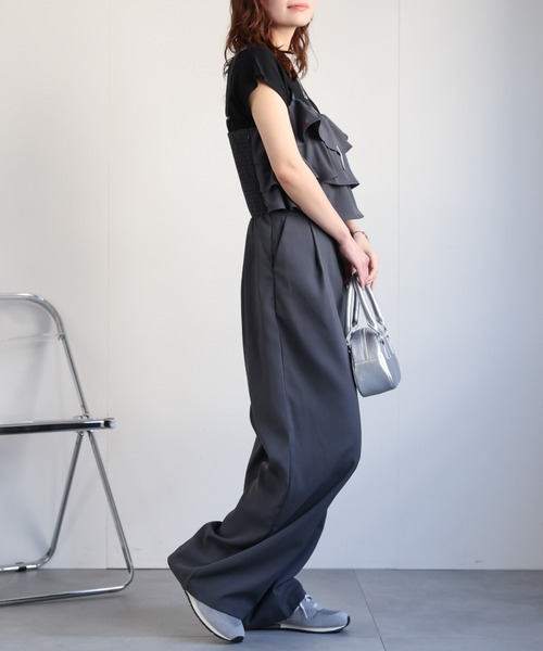 OHGA サロペット♡ブラック M 美品 セール】バックオープンフロントジップキャミサロペット