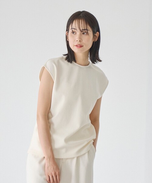 RONEL（ロネル）の「【防しわ/マシンウォッシュ】ネップジョーゼットノースリーブプルオーバー（Tシャツ/カットソー・レディース・ブラック/ライトブルー/ホワイト・S/M/L）」の18枚目の写真