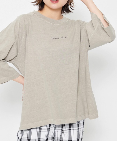 spiritoso(スピリトーゾ)の「【spiritoso】Complicated刺繍 ラグランTシャツ(Tシャツ/カットソー・レディース・グレイッシュベージュ/ブラウン/グリーン系/ラベンダー/オレンジ・FREE)」の2枚目の写真
