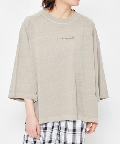 spiritoso(スピリトーゾ)の「【spiritoso】Complicated刺繍 ラグランTシャツ(Tシャツ/カットソー・レディース・グレイッシュベージュ/ブラウン/グリーン系/ラベンダー/オレンジ・FREE)」の6枚目の写真