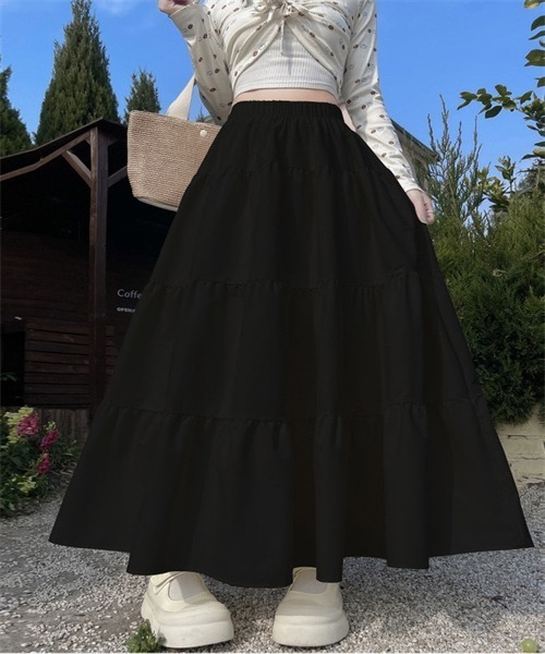 FREE STYLISTS(フリー スタイリスト)の「ロングティアードスカート(スカート・レディース・ブラック/ライトピンク/ライトグリーン/ベージュ/パープル・FREE)」の20枚目の写真