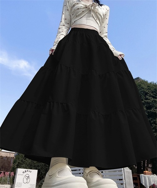 FREE STYLISTS(フリー スタイリスト)の「ロングティアードスカート(スカート・レディース・ブラック/ライトピンク/ライトグリーン/ベージュ/パープル・FREE)」の21枚目の写真