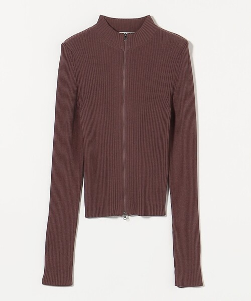 ＜AMOMENTO＞RIBBED MOCK NECK CARDIGAN/カーディガン