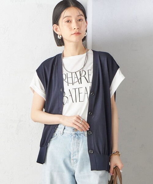 SHIPS for women / シップスウィメン 〈接触冷感 / 手洗い可能〉アイスコットン フレンチ スリーブ ジレ カーディガン SHIPS｜<接触冷感 / 手洗い可能>アイスコットン フレンチ
